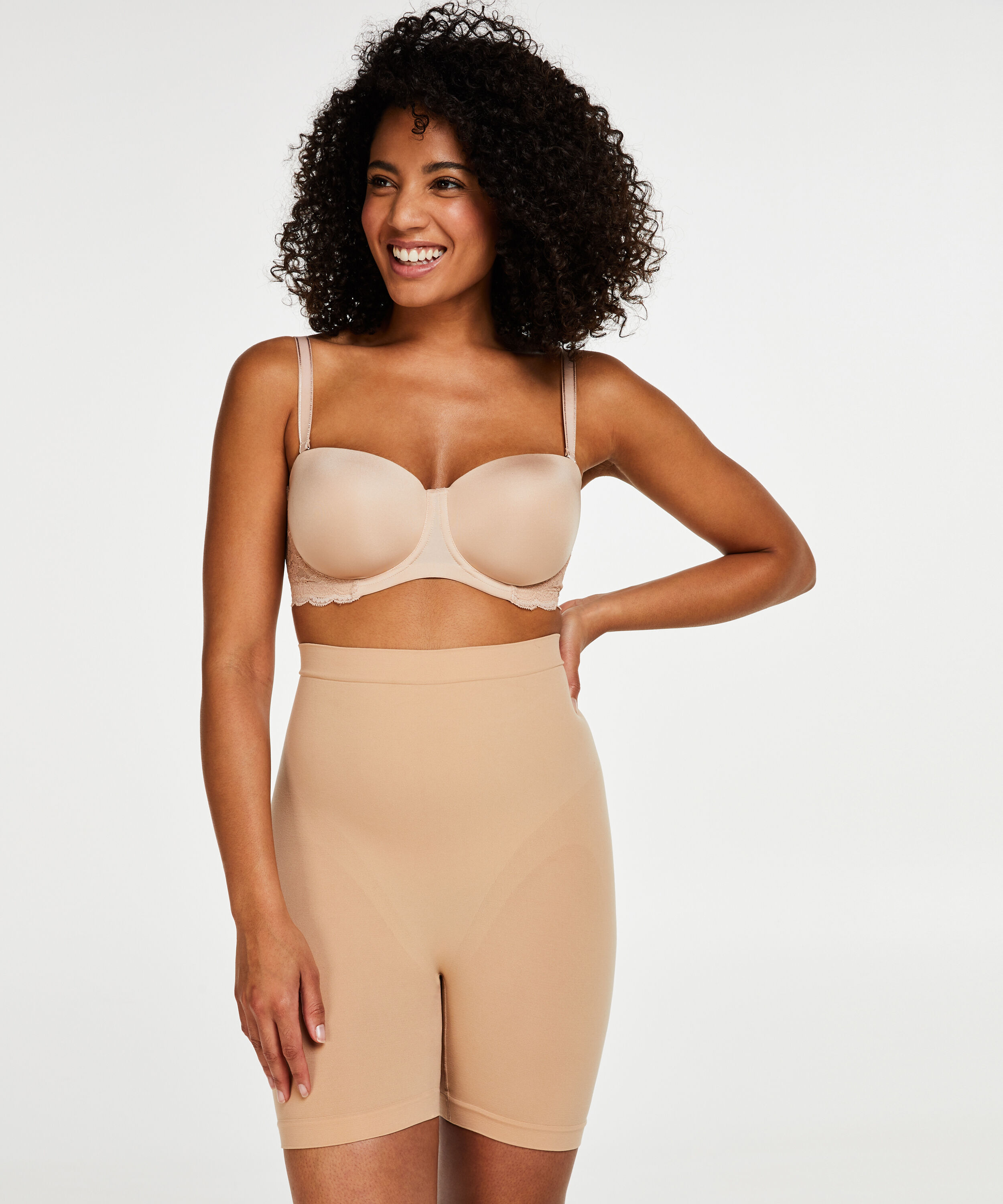 Strammende høylivet lårslanker – Nivå 2, Beige