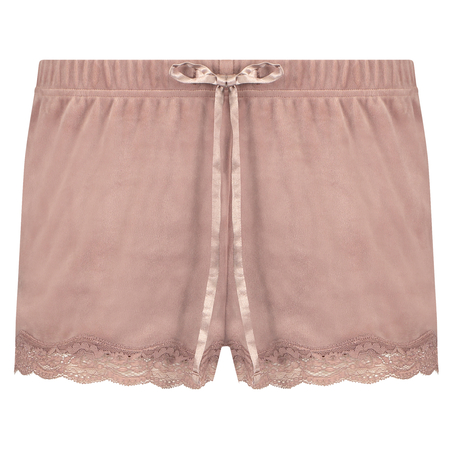 Velvet lace shorts, Rosa