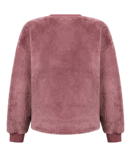 Langermet Topp Fluffy Fleece, Rosa