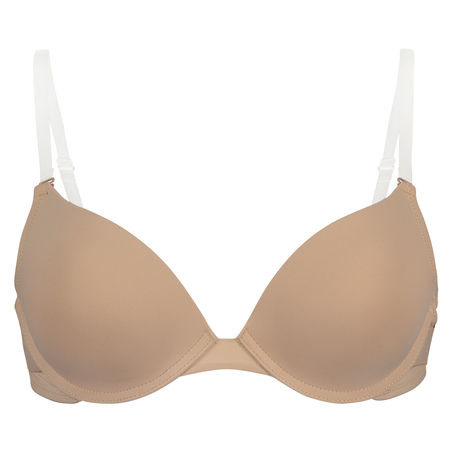 Vattert bh med bøyle stroppefri push-up Transparent Back, Beige