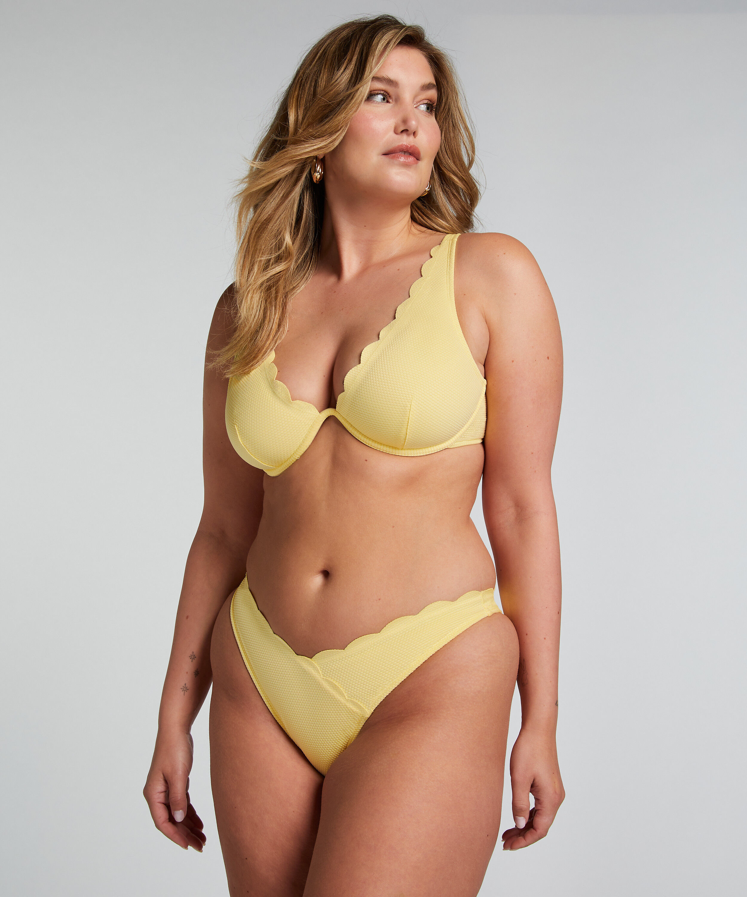Høykuttet Bikini Underdel Scallop, Gul