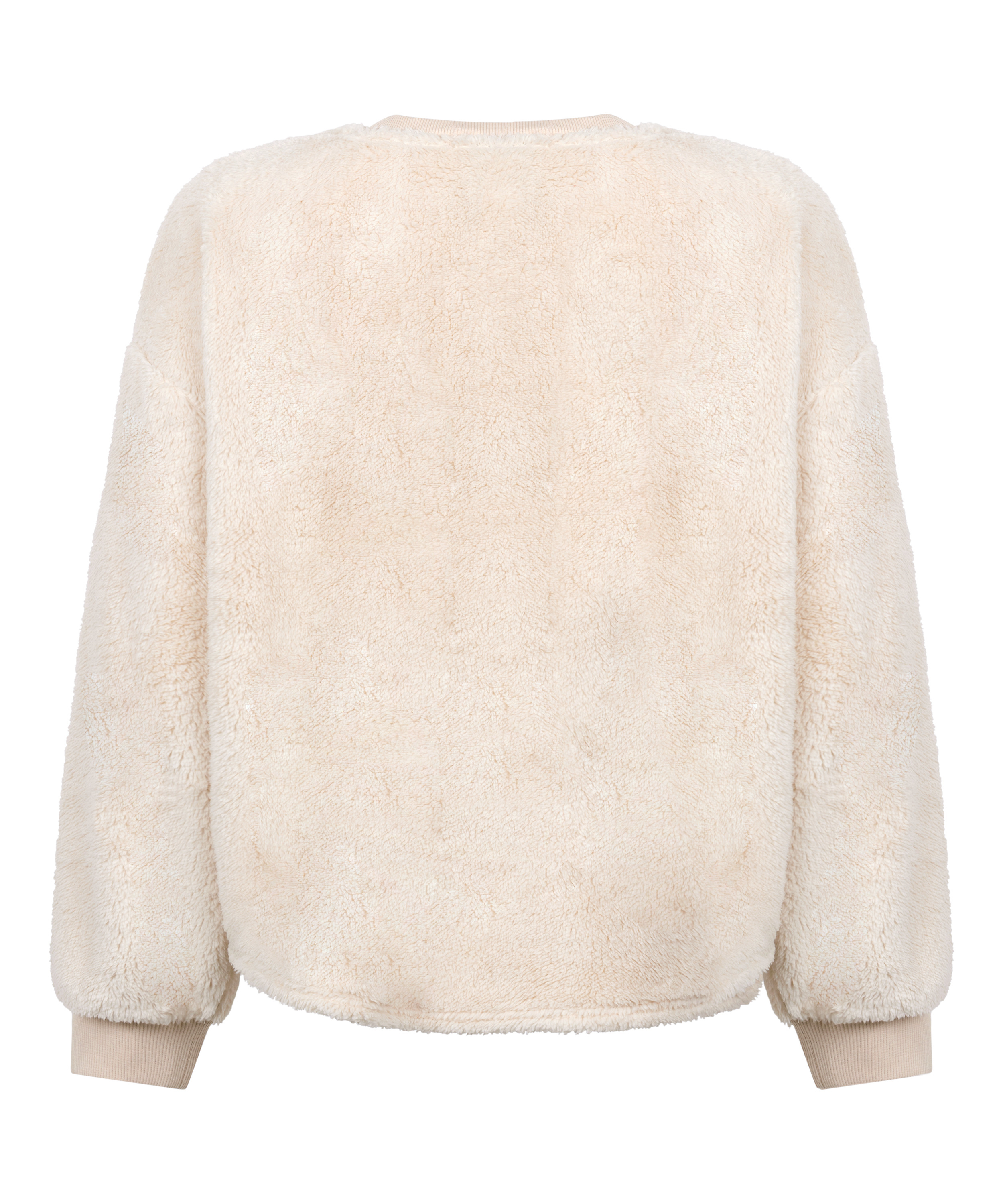 Langermet Topp Fluffy Fleece, Beige, main