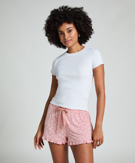Jersey Ruffled Shorts, Rosa