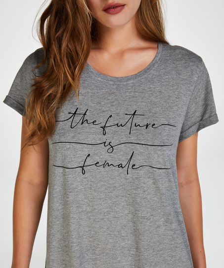 Nattskjorte med rund hals, Grå