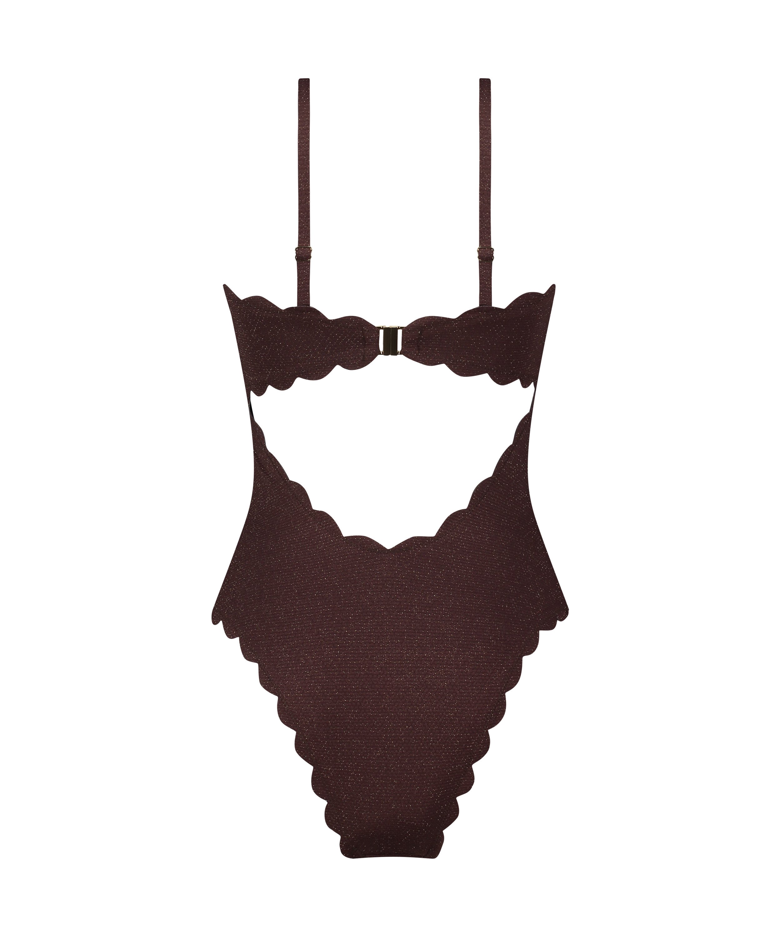 Badedrakt Bandeau Scallop, Brun, main
