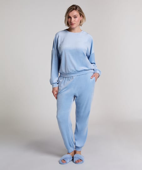 Joggebukser Velours, Bl&aring;