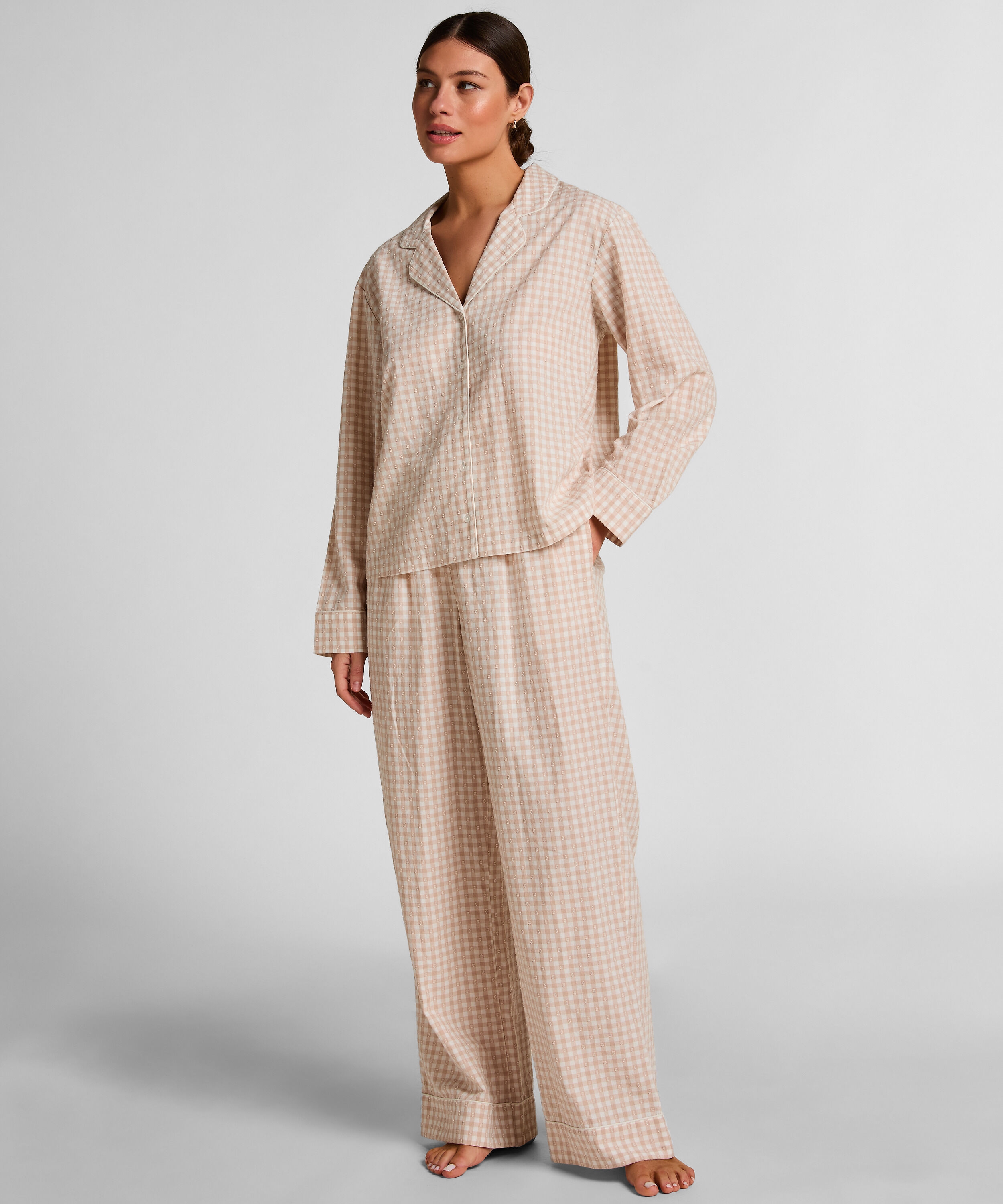 Dobby Pyjamasjakke i Vevd Bomull