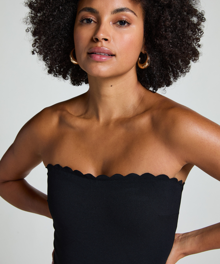 Badedrakt Bandeau Scallop, Svart