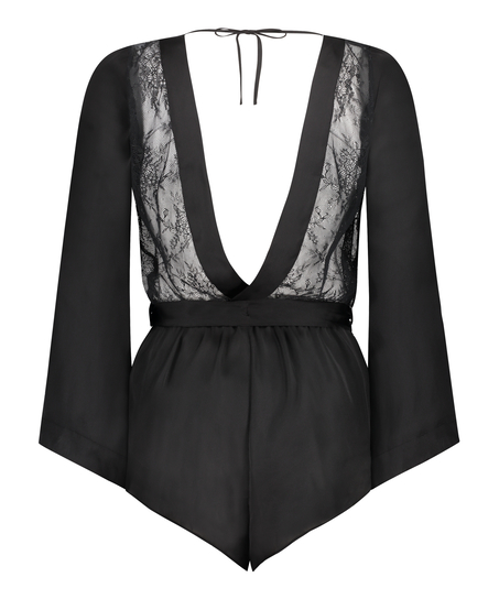 Satin Playsuit Rylie, Svart