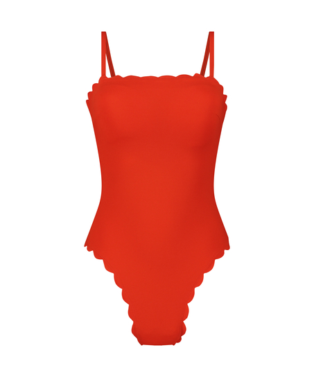 Badedrakt Bandeau Scallop, Rød