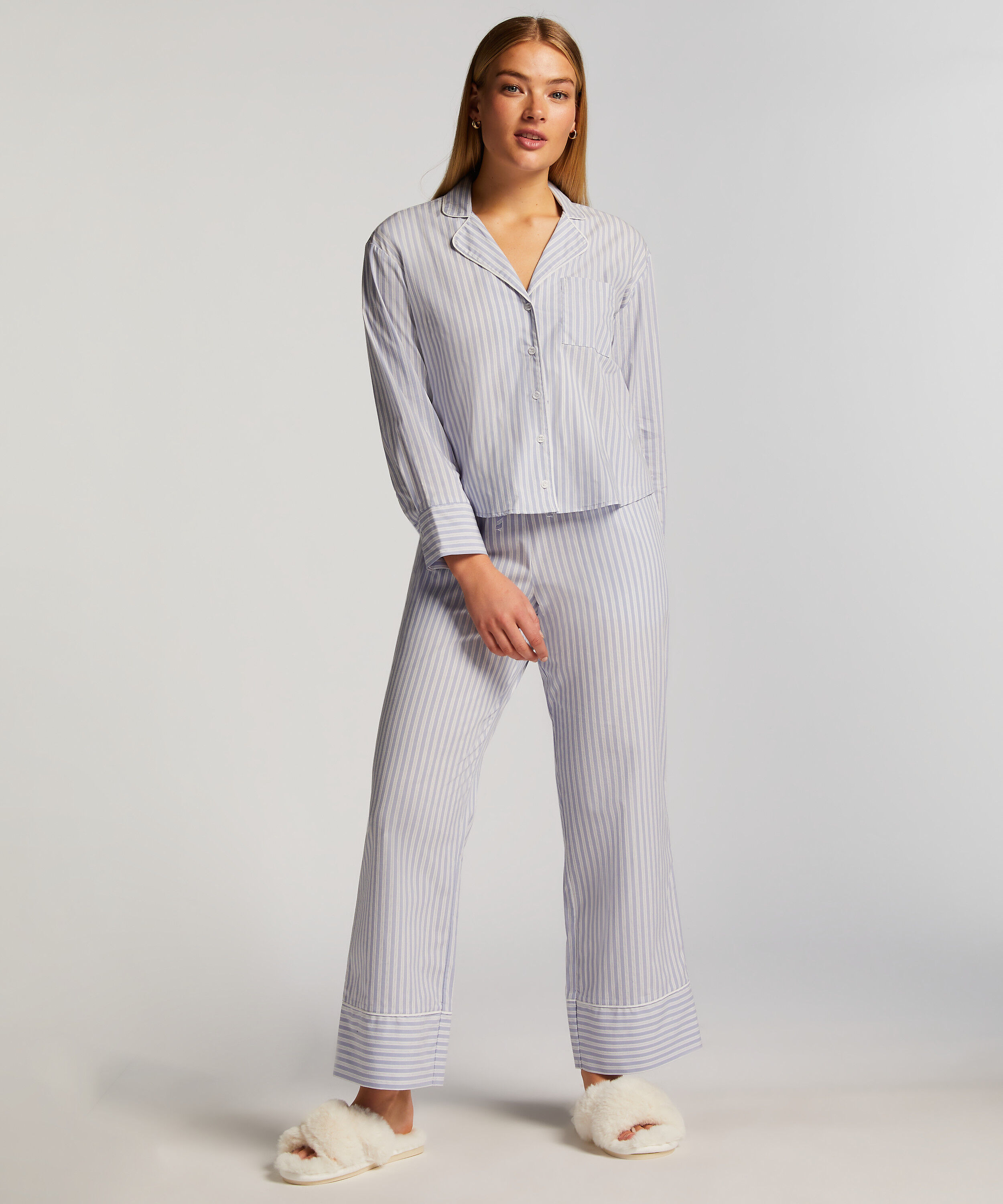 Pyjamabukserr bomull, Blå