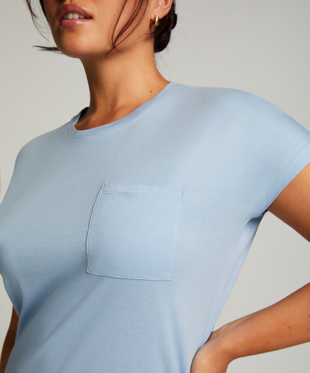 Nattskjorte med rund hals, Bl&aring;