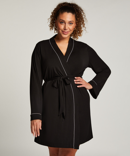 Short Jersey Robe Essentials, Svart