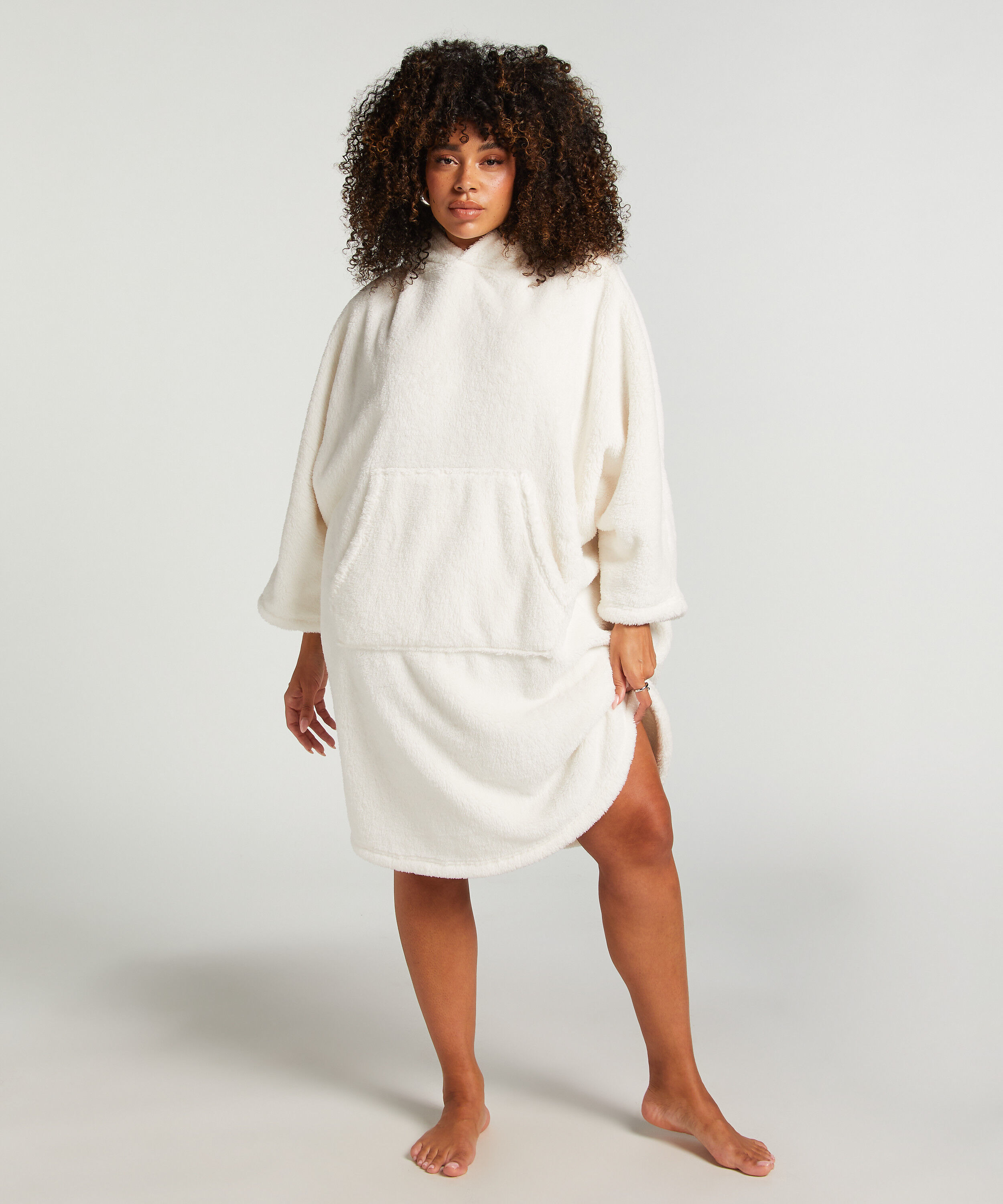 Snuggle fleece loungekjole, Hvit