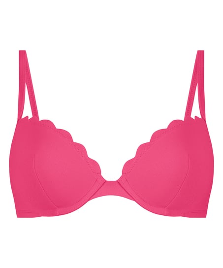 Scallop Polstret bikinitopp med underspiler, Rosa