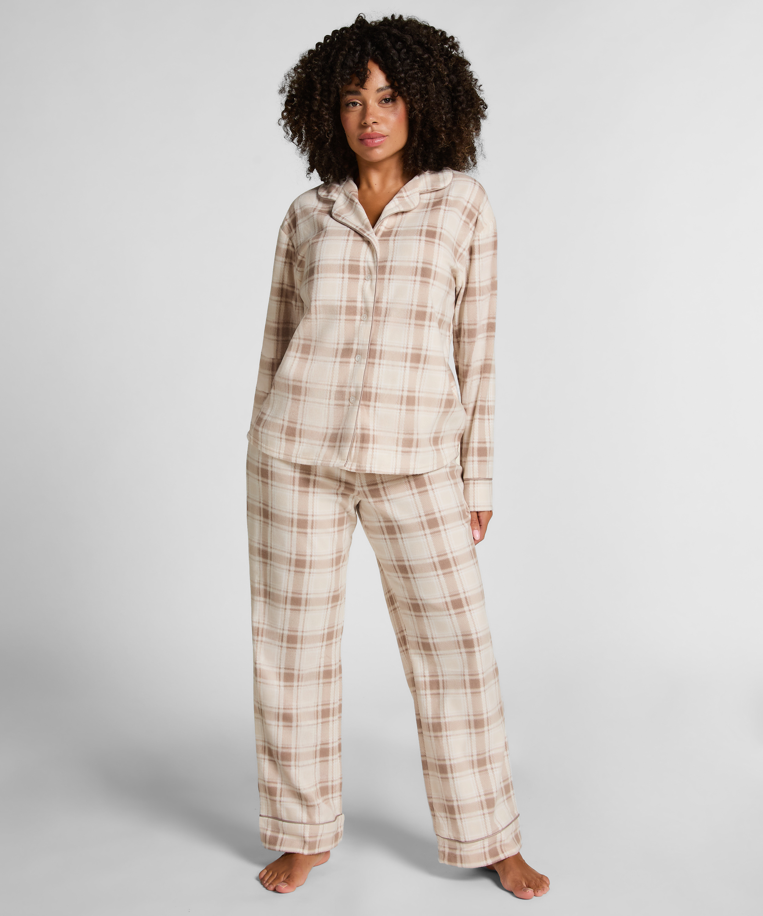 Pyjamassett i polarfleece, Hvit, main