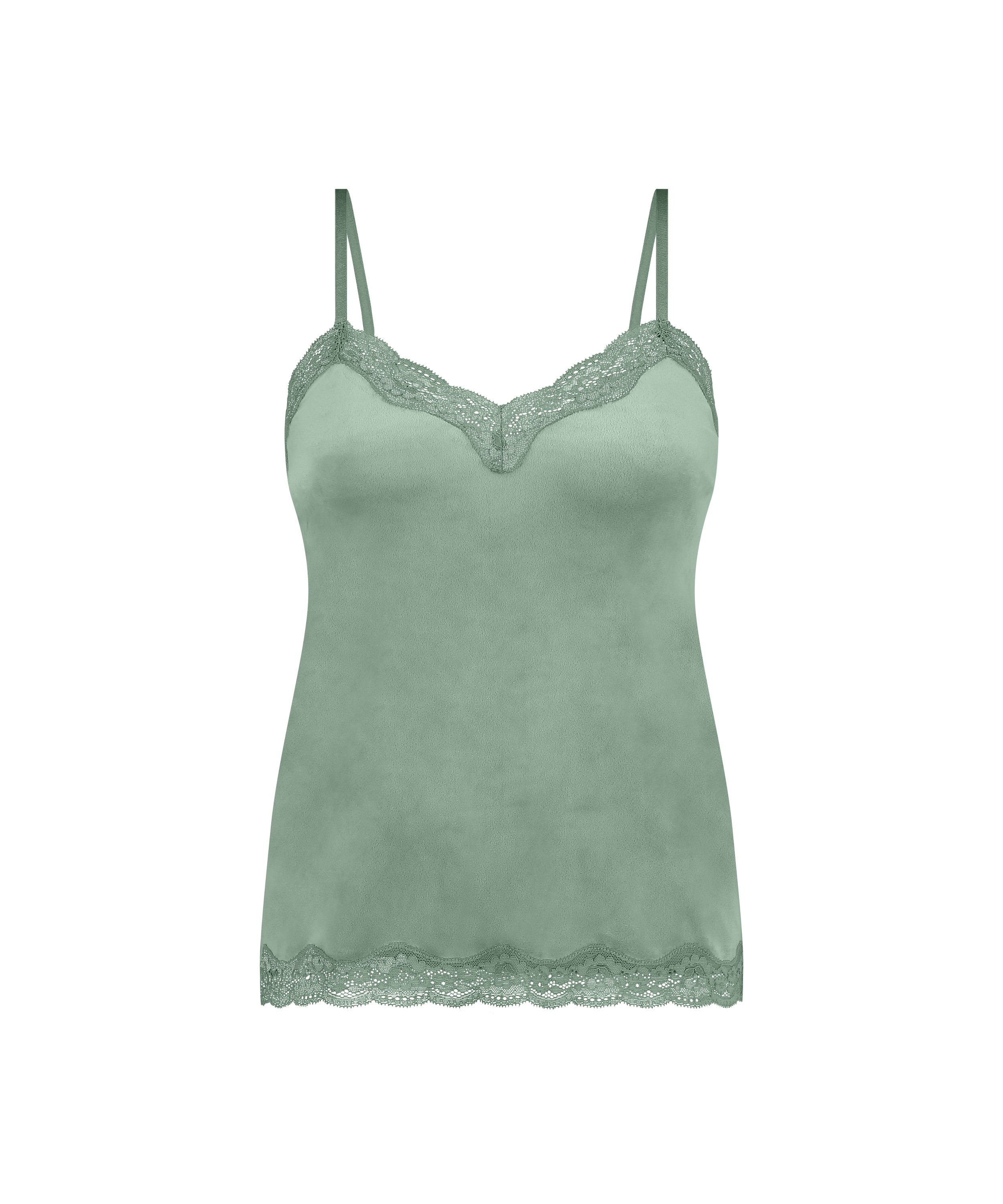 Cami-topp Velours Lace, Grønn, main