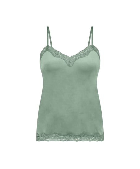 Cami-topp Velours Lace, Grønn