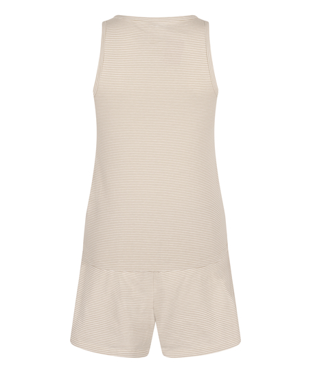 Pyjamasett med Singlet i Jersey, Beige