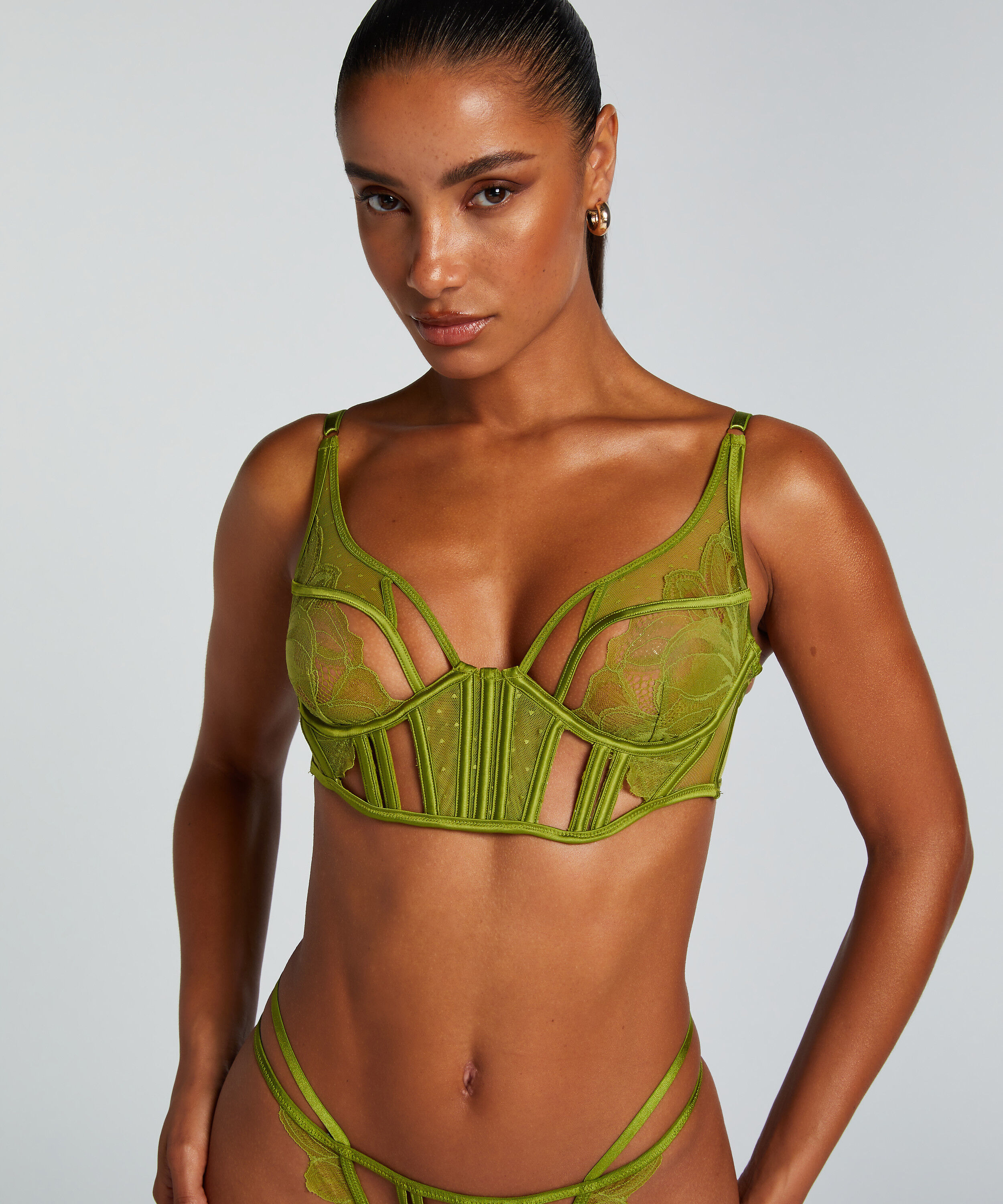 Ufôret BH med bøyle longline Billie, Grønn