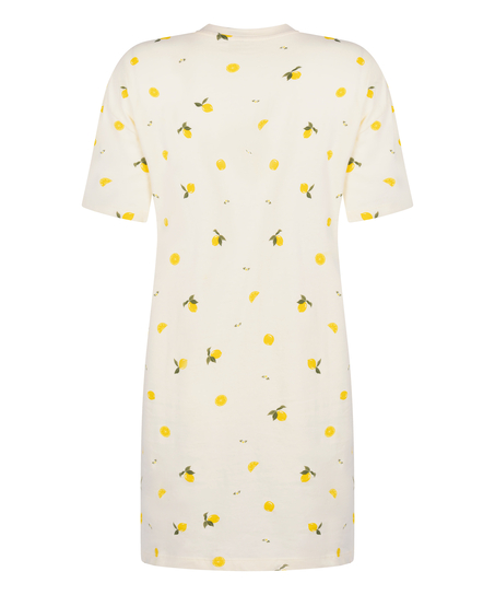 Nattskjorte med rund hals, Hvit