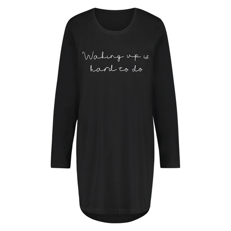 Round Neck Nightshirt, Svart