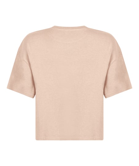 Pysjamastopp i børstet jersey, Beige