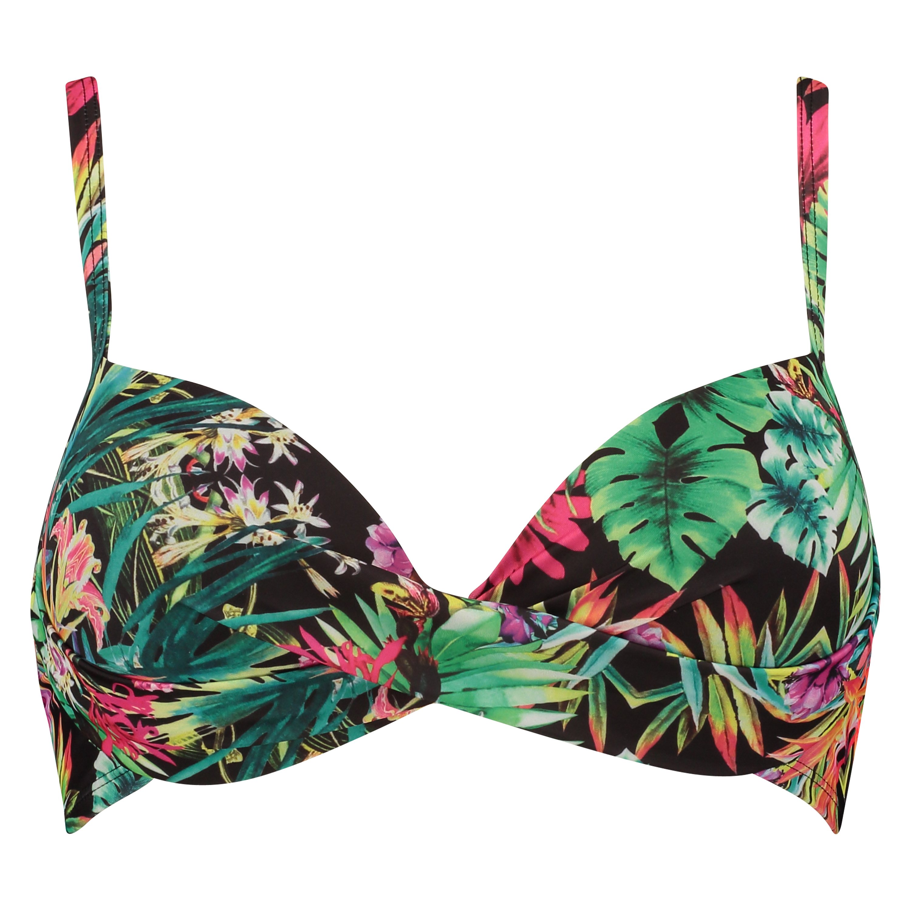 Padded bikini top Jungle fever twist, Svart, main
