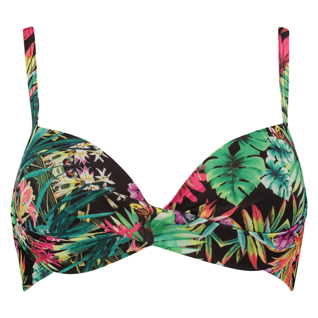 Padded bikini top Jungle fever twist, Svart