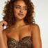 Leopard polstret pushup bikinioverdel uten stropper, Brun