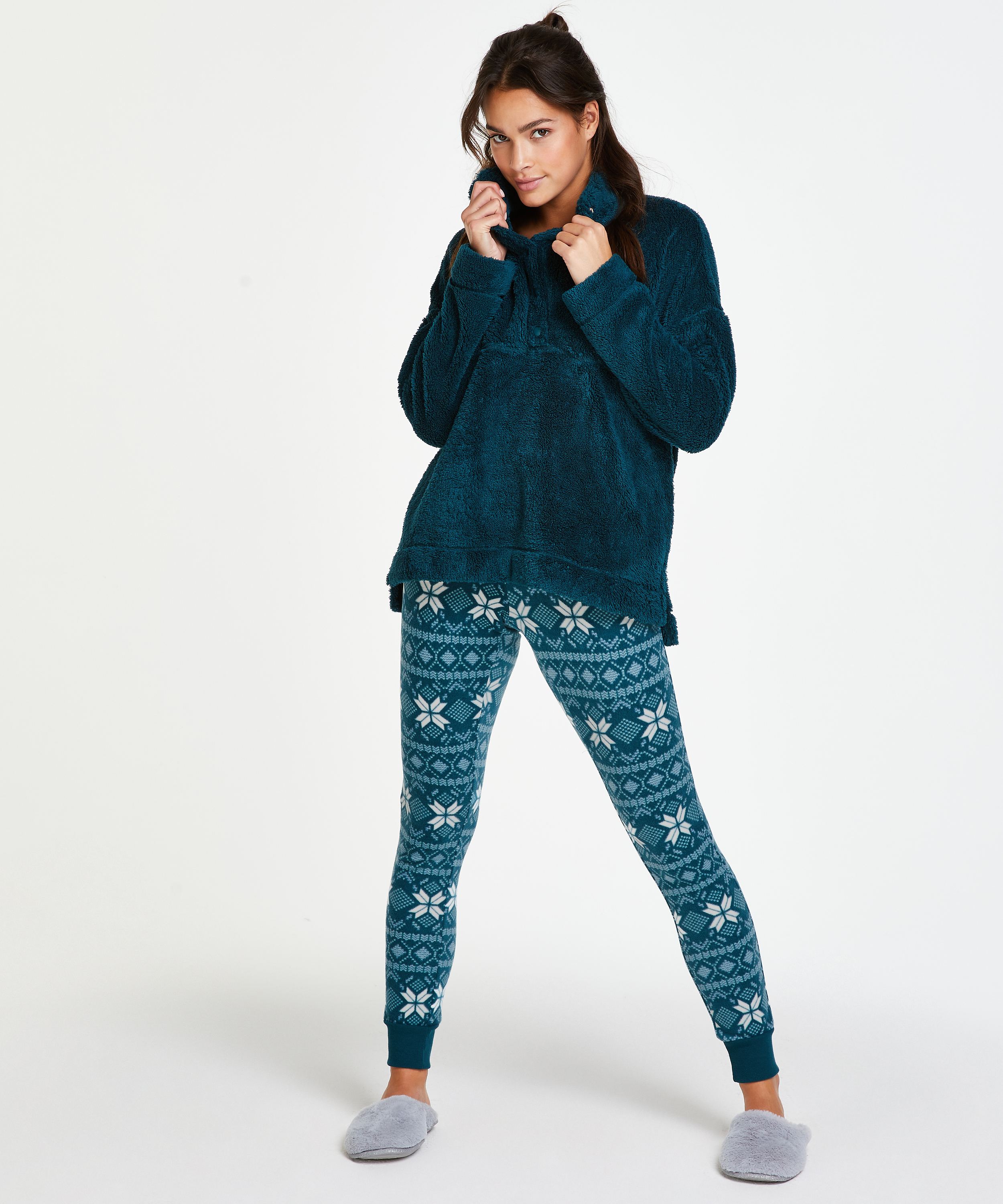 Micro fleece leggings, Blå, main