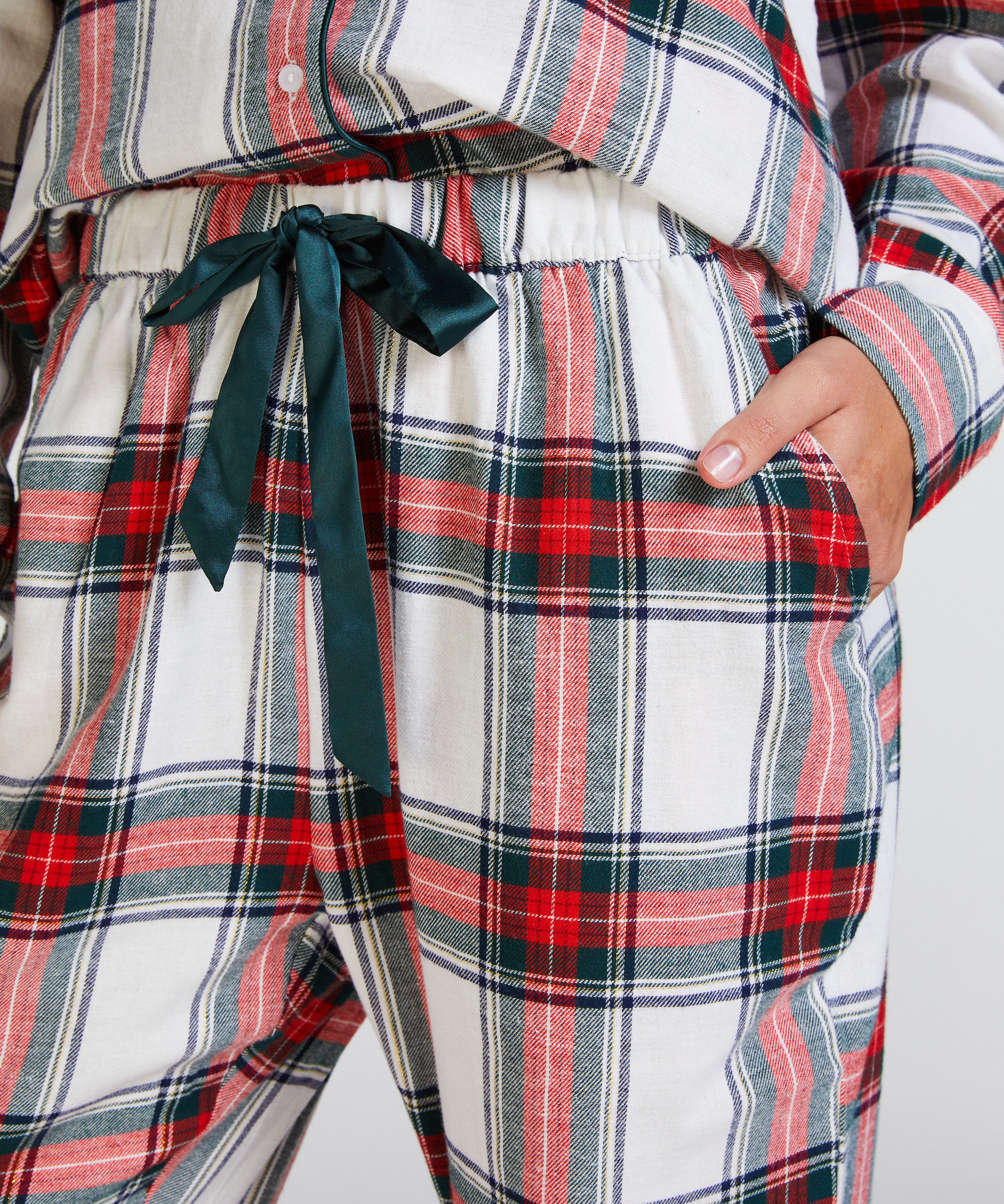 Flannel pysjamasbukse, Hvit, main