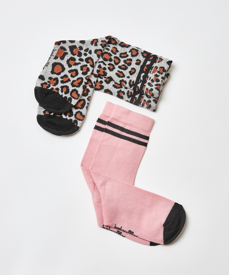 2 par bomullssokker, Gr&aring;