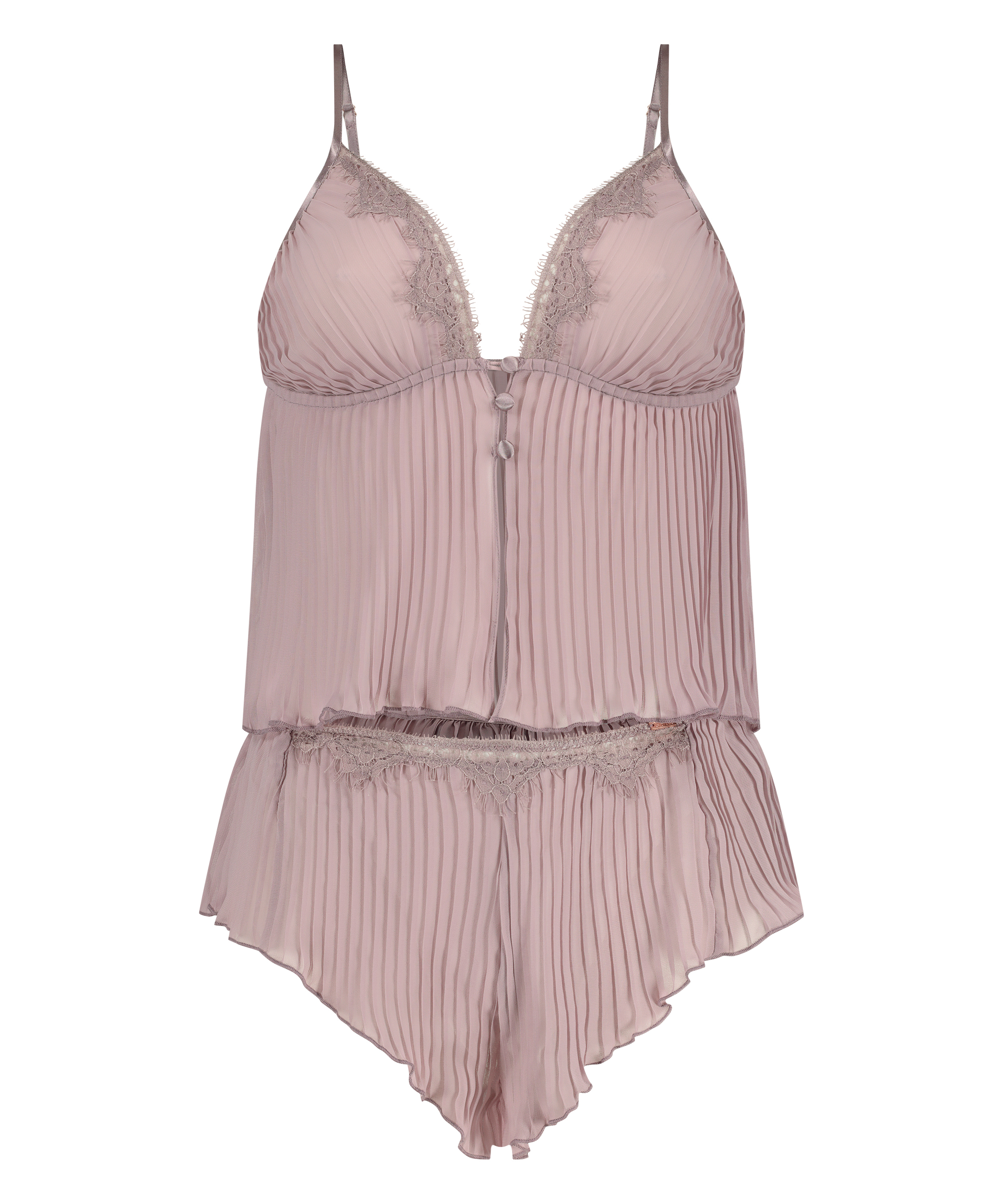 Chiffon pliss&eacute; camisole-sett, Lilla, main