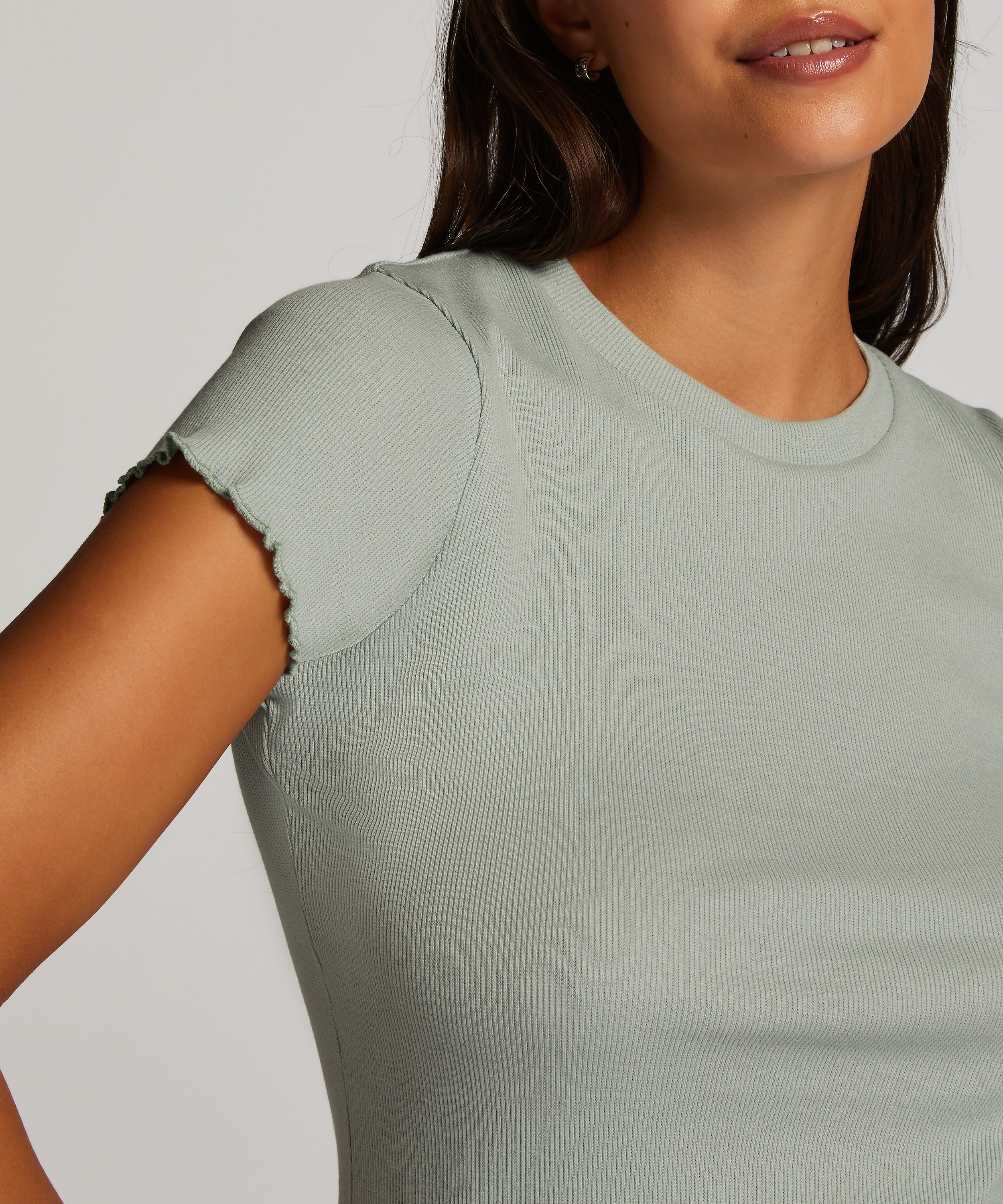 Kortermet bomullsskjorte, Grønn, main