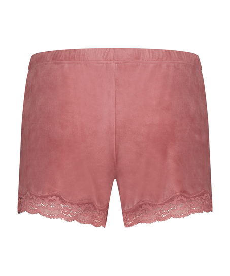 Velvet lace shorts, Rosa
