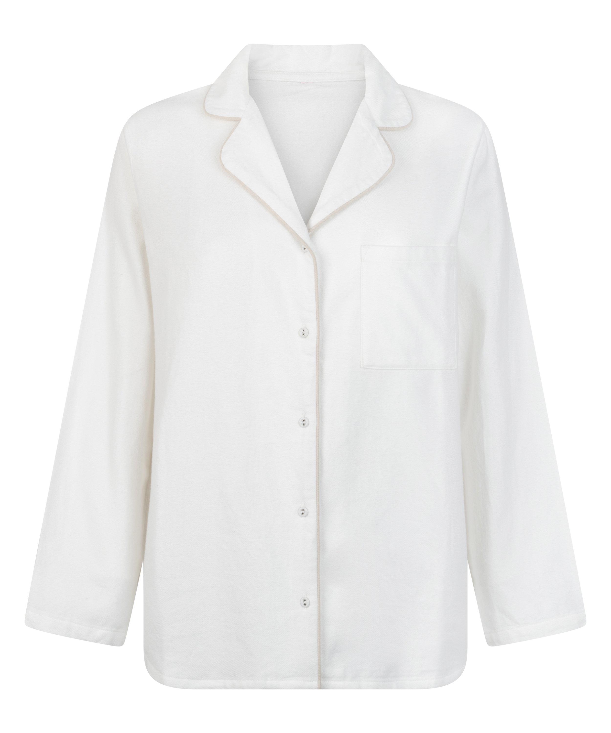 Pysjamatopp Flanell Essentials, Hvit, main