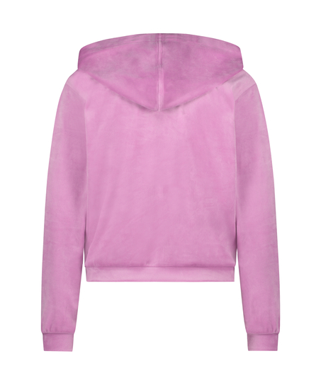 Hoodie jakke i velur, Rosa