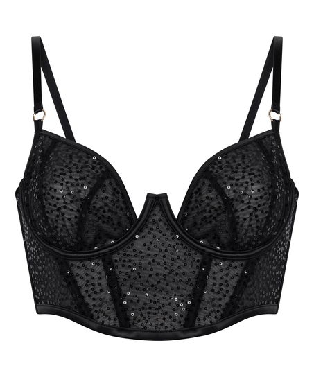 Elle Longline upolstret spile-BH, Svart