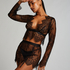 Allover Lace topp, Svart