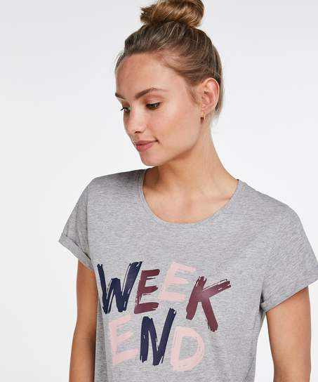 Nattskjorte med rund hals, Grå