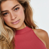 Seamless high neck rib top, Rosa