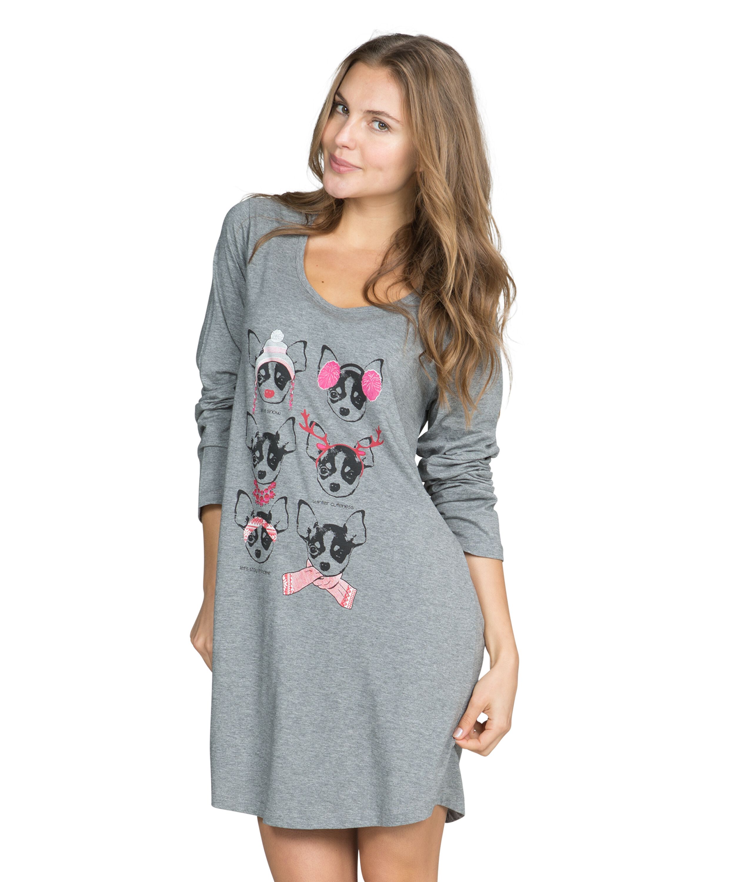 Nightshirt round neck long sleeves, Gr&aring;