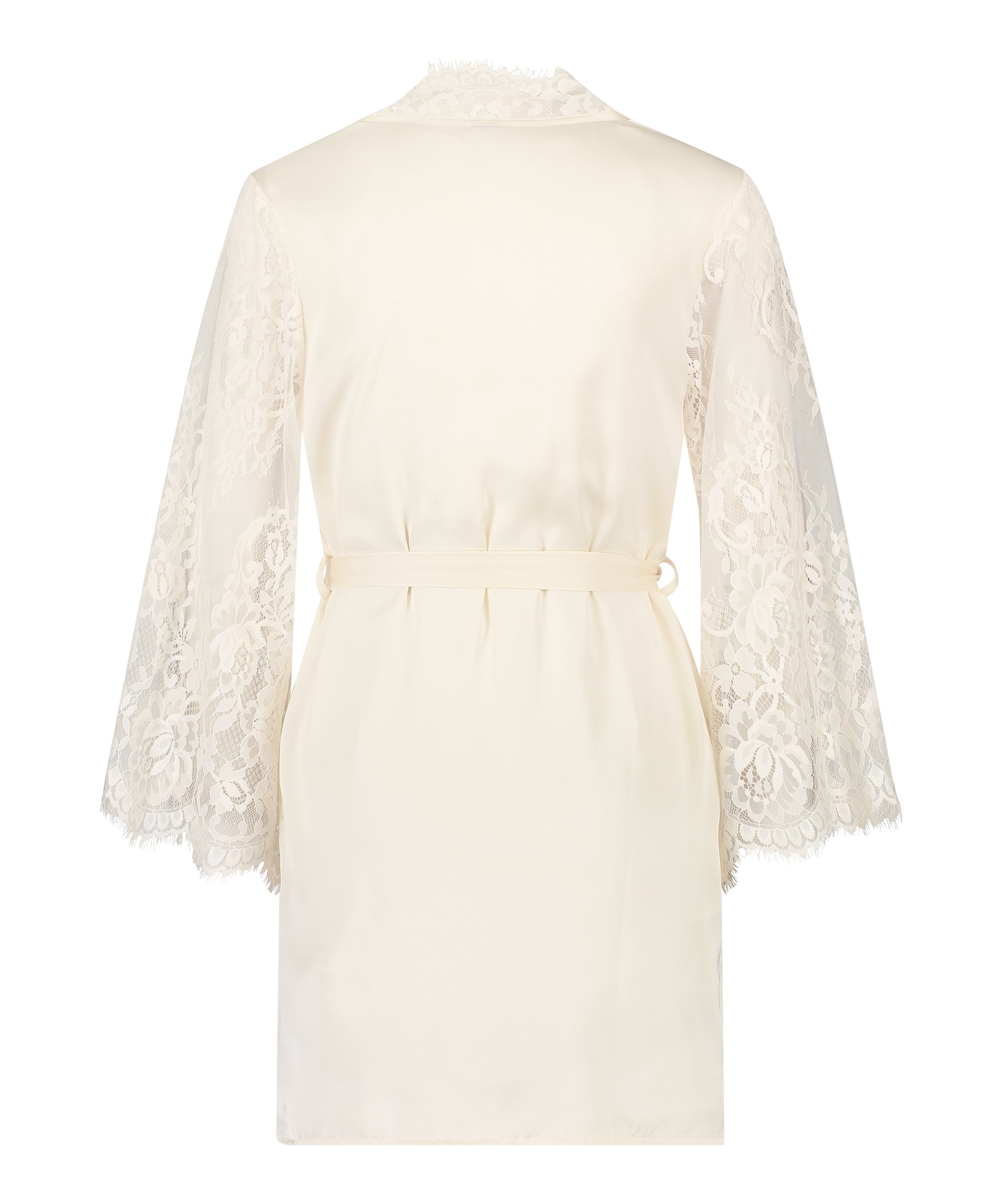 Kimono med heldekkende blonder, Hvit, main