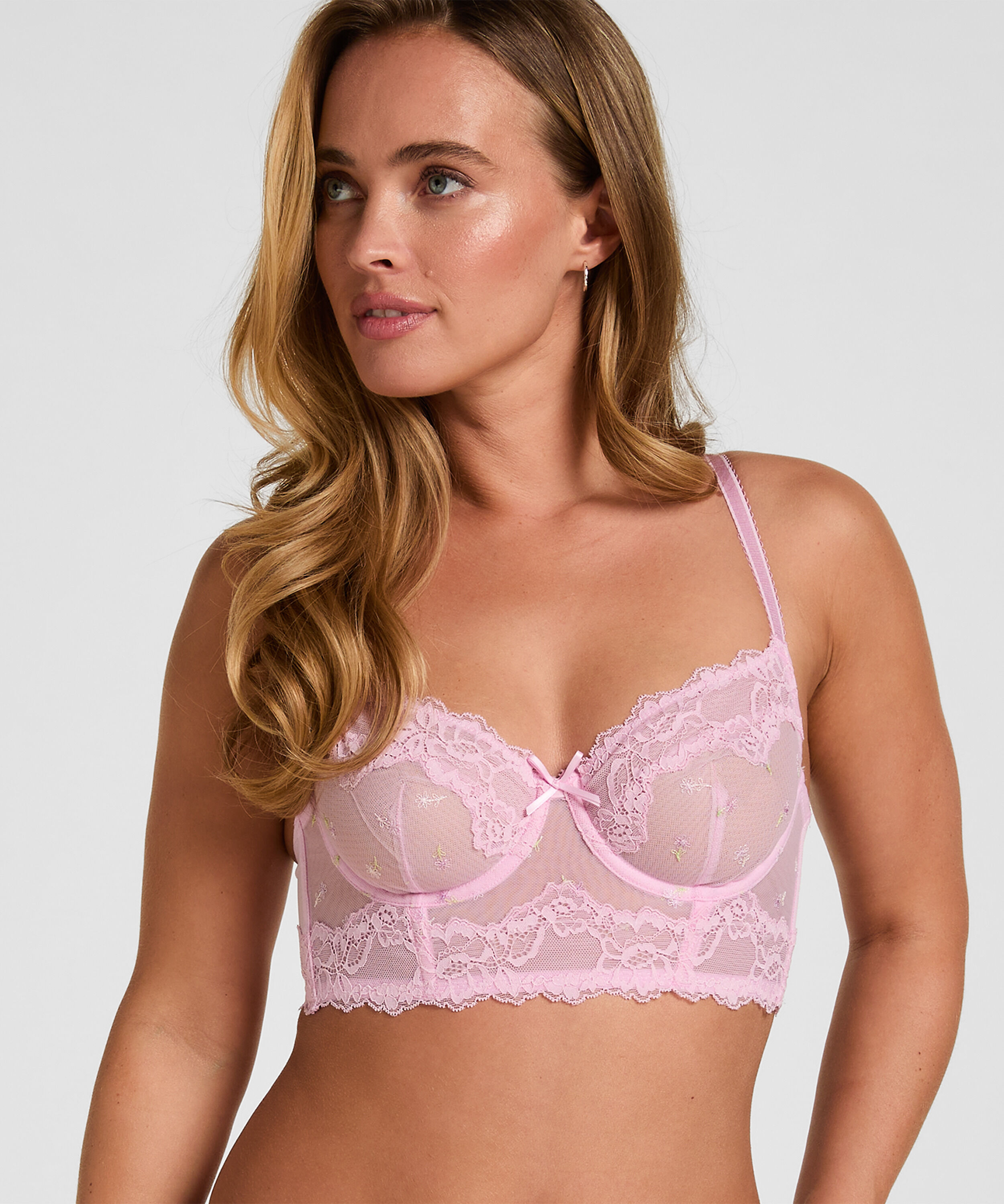 Longline Bøyle-BH Uten Polstring Camellia, Rosa