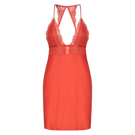 Slipkjole i satengblonder, R&oslash;d