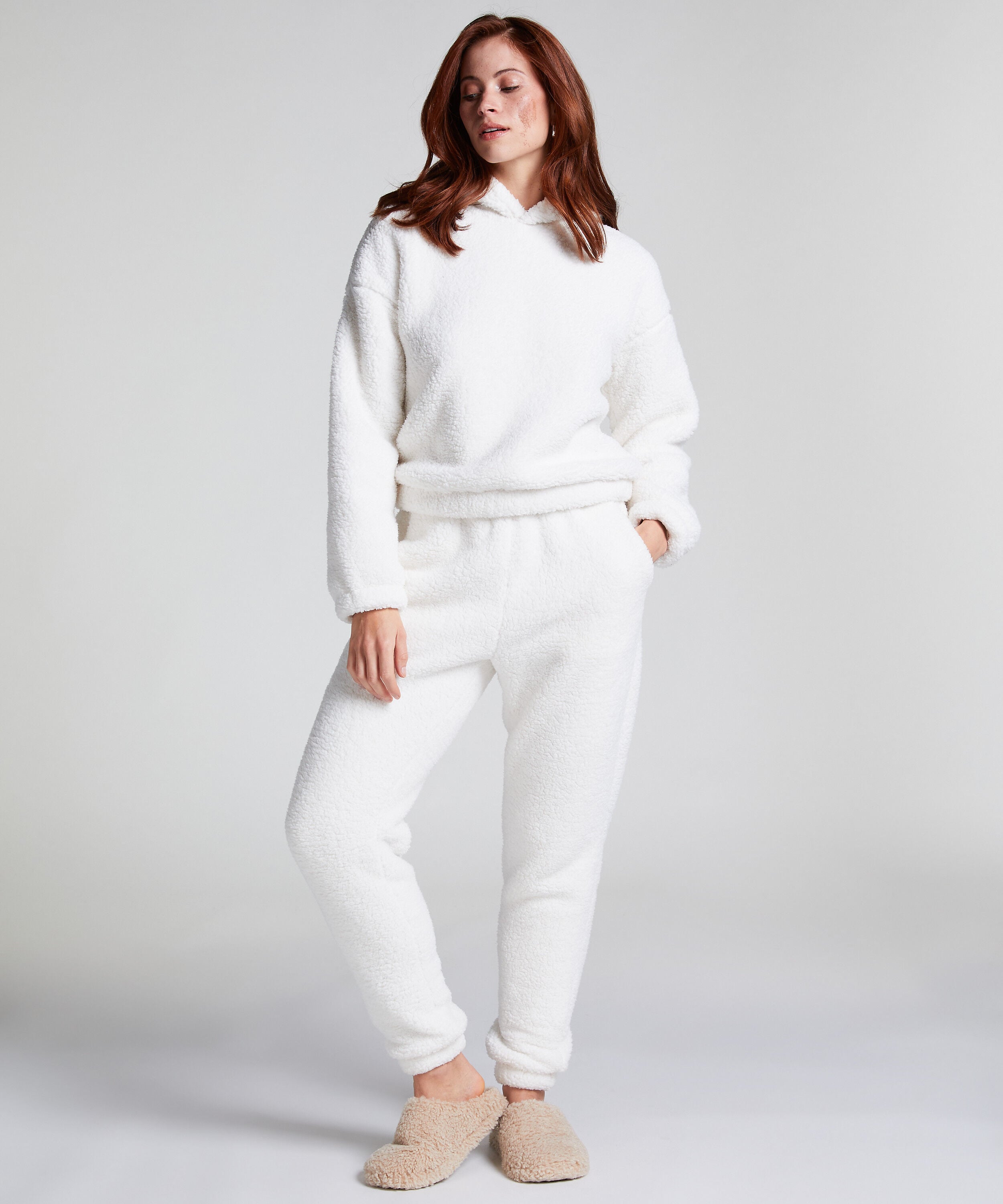 Fleece Snuggle joggebukse, Hvit