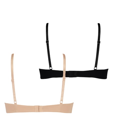 2-pakning med polstret spile-BH, Beige