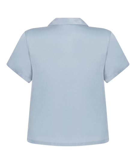 Kortermet jakke i sateng, Bl&aring;