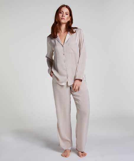 Langermet jakke i sateng, Beige